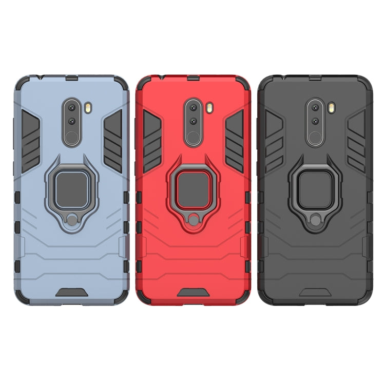 PC + TPU Shockproof Protective Case with Magnetic Ring Holder for Xiaomi Pocophone F1(Black)