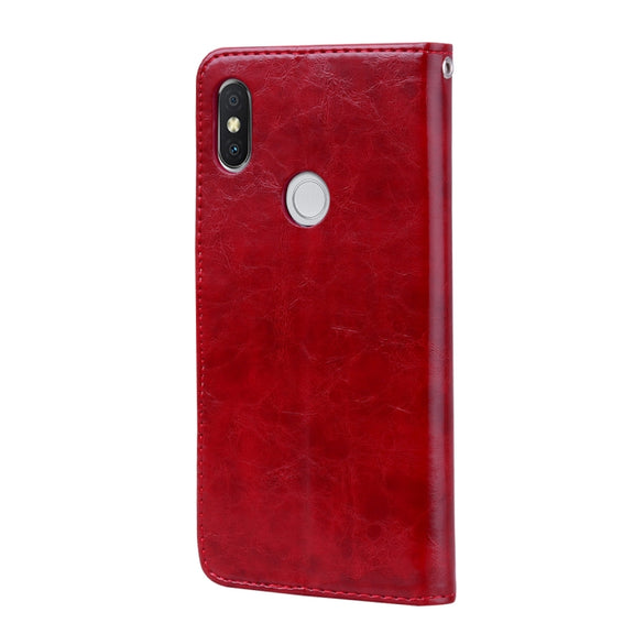 Business Style Oil Wax Texture Horizontal Flip Leather Case for Xiaomi Redmi S2, with Holder & Card Slots & Wallet (Red)