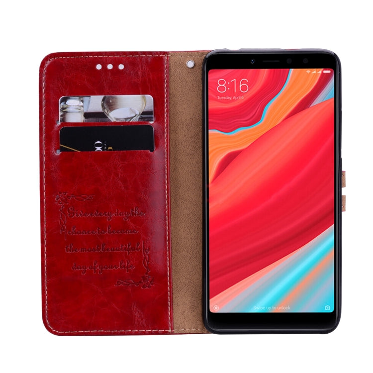 Business Style Oil Wax Texture Horizontal Flip Leather Case for Xiaomi Redmi S2, with Holder & Card Slots & Wallet (Red)
