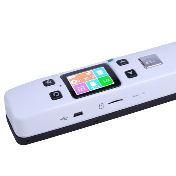 iScan02 Double Roller Mobile Document Portable Handheld Scanner with LED Display,  Support 1050DPI  / 600DPI  / 300DPI  / PDF / JPG / TF(White)