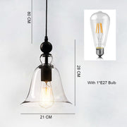 E27 Retro Industrial Hanging Lamp Small Bell Transparent Glass Pendant Light (Warm White)