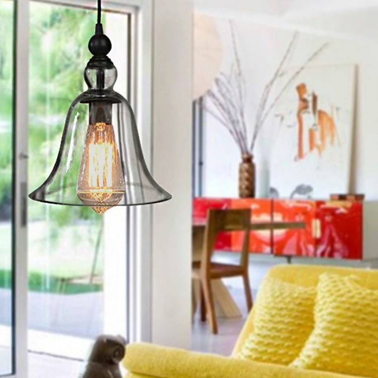 E27 Retro Industrial Hanging Lamp Small Bell Transparent Glass Pendant Light (Warm White)