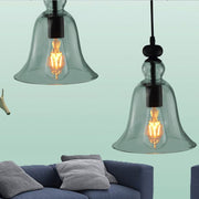 E27 Retro Industrial Hanging Lamp Small Bell Transparent Glass Pendant Light (Warm White)