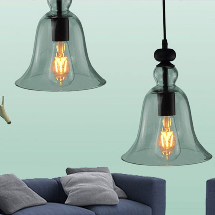 E27 Retro Industrial Hanging Lamp Small Bell Transparent Glass Pendant Light (Warm White)