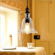 E27 Retro Industrial Hanging Lamp Small Bell Transparent Glass Pendant Light (Warm White)
