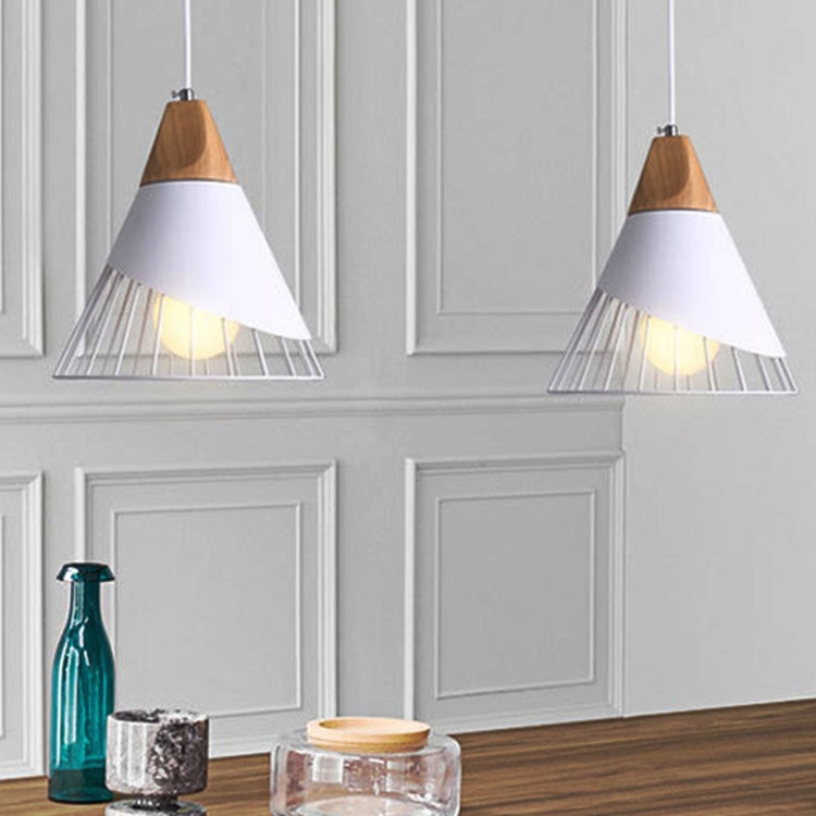E27 Modern Lighting Iron Solid Wood Pendant Light Hanging Lamp (Black)