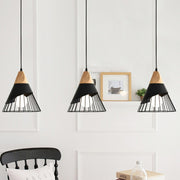 E27 Modern Lighting Iron Solid Wood Pendant Light Hanging Lamp(White)