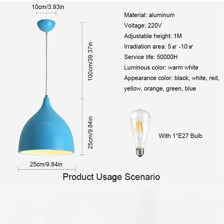 Restaurant Chandelier Simple Modern Single-head Dining Table Lamp Fashion Aisle Living Room Bar (Blue)