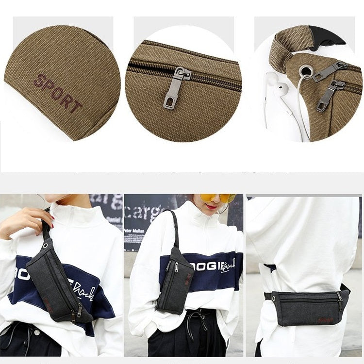 Cavans Single Shoulder Bag Waist Bag Chest Bag Messenger Bag (Black)