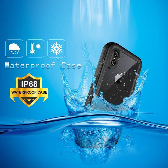 For iPhone XS Max 2m Water-resistant Snowproof 2m Shockproof Dustproof PC+Silicone Case (Black)