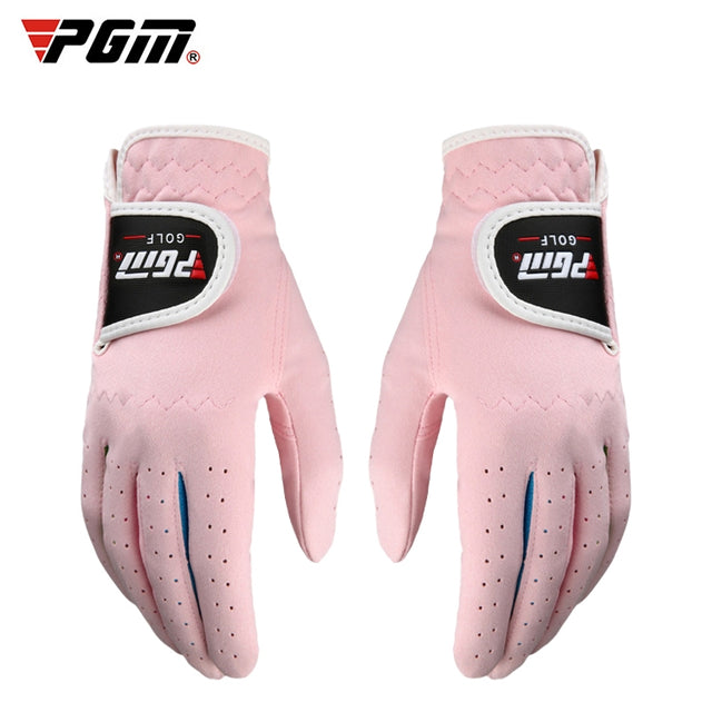 PGM One Pair Golf Microfiber Cloth Soft Comfortable Gloves for Children (Color:Pink Size:15)