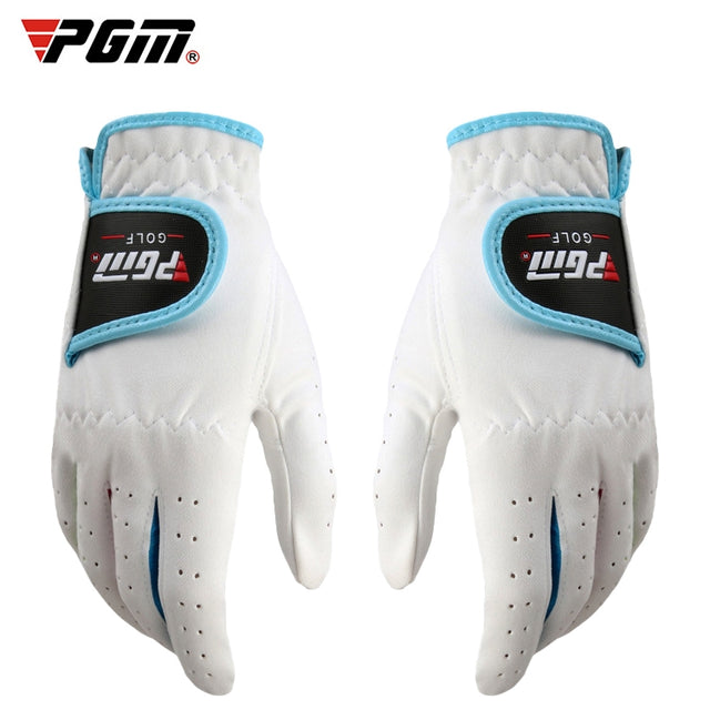 PGM One Pair Golf Microfiber Cloth Soft Comfortable Gloves for Children (Color:White Size:15)