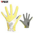 PGM One Pair Golf Non-Slip PU Leather Gloves for Women (Color:Yellow Size:18) - free shipping - PMC TechLife - Order now!