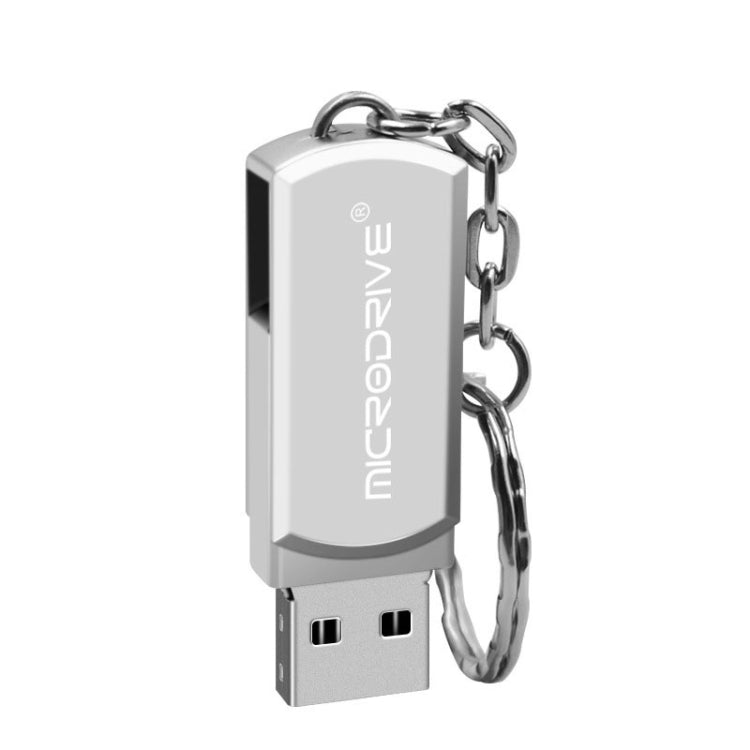 MicroDrive 128GB USB 2.0 Creative Personality Metal U Disk with Keychain (Silver)