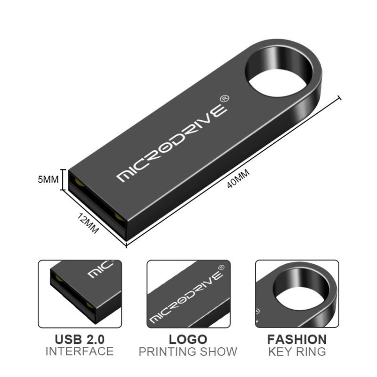 MicroDrive 128GB USB 2.0 Metal Water-resistant High Speed U Disk(Grey)