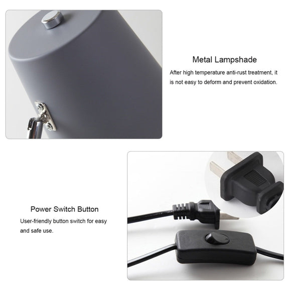 LED Eye-caring Table Lamp Modern Creative Minimalist Bedroom Bedside Lamp Student Study Table Lamp (Grey)