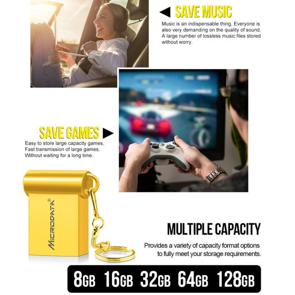 MiCRODATA 32GB USB 2.0 Computer Car Two-use Mini U Disk (Black)
