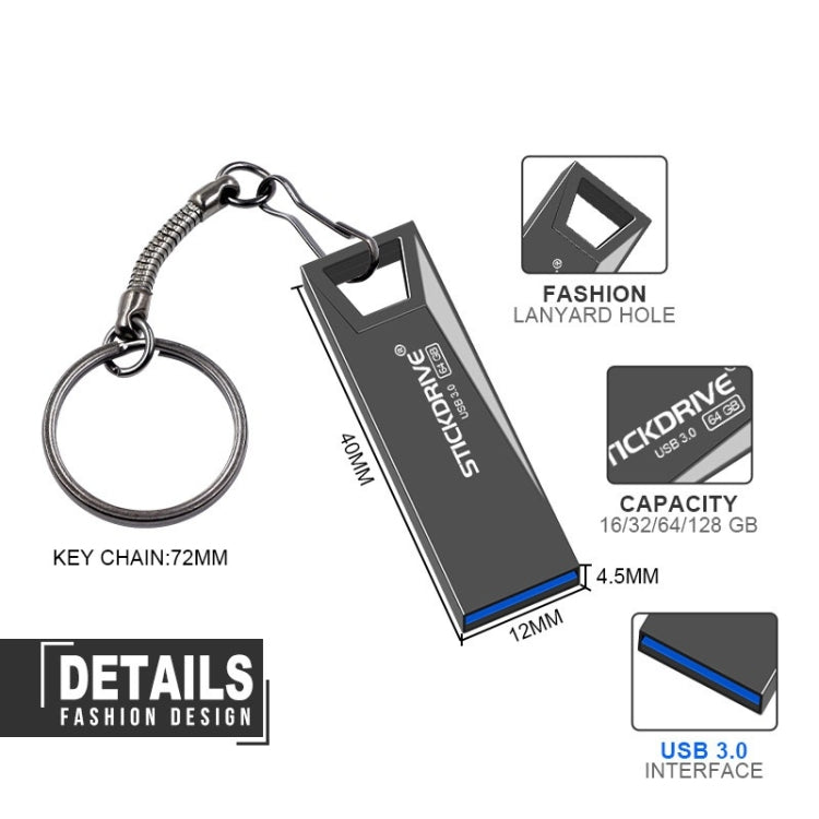 STICKDRIVE 64GB USB 3.0 High Speed Mini Metal U Disk (Black)