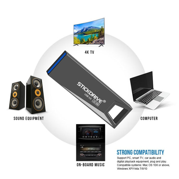 STICKDRIVE 128GB USB 3.0 High Speed Mini Metal U Disk (Black)