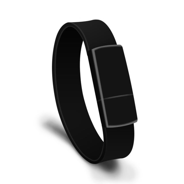 MicroDrive 64GB USB 2.0 Fashion Bracelet Wristband U Disk (Black)