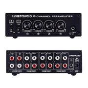 LINEPAUDIO B981 Pro 8-ch Pre-amplifier Speaker Distributor Switcher Speaker Comparator, Signal Booster with Volume Control & Earphone / Monitor Function (Black)