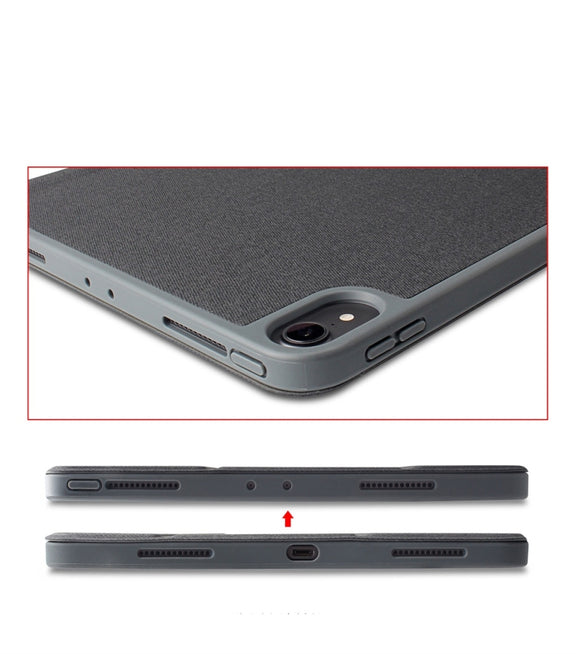 Mutural Exquisite Series Cloth Texture PU+TPU Leather Case for iPad Pro 12.9 inch (2018), with 3-Fold Holder & Pen Slot & Sleep & Wake-up Function