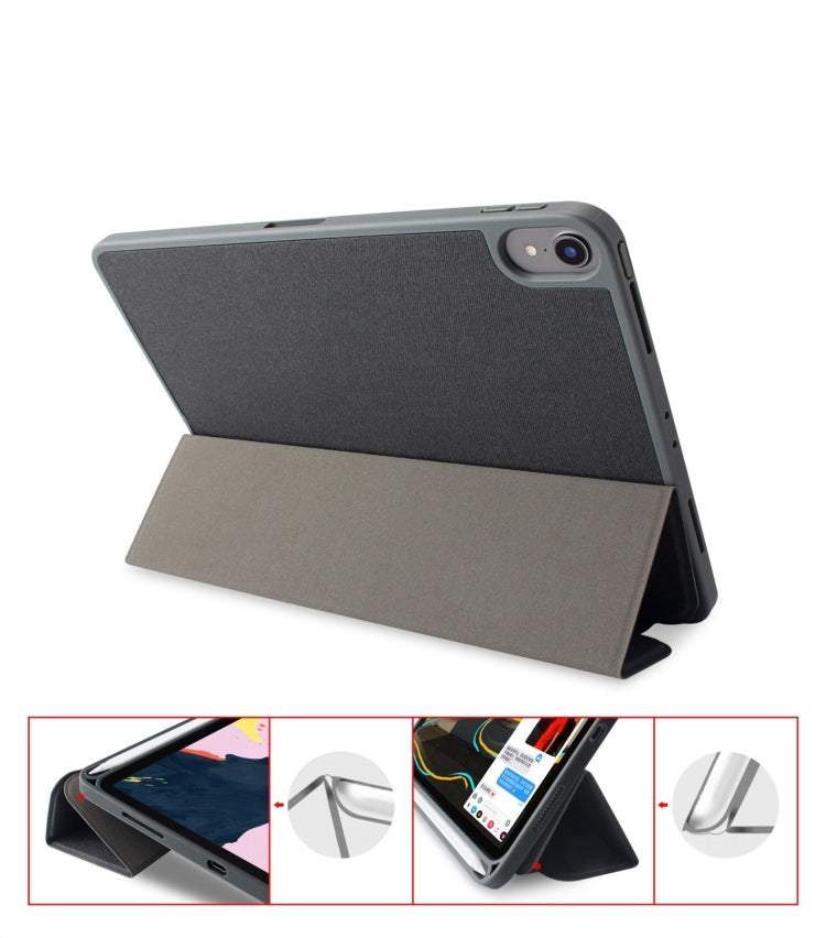 Mutural Exquisite Series Cloth Texture PU+TPU Leather Case for iPad Pro 12.9 inch (2018), with 3-Fold Holder & Pen Slot & Sleep & Wake-up Function