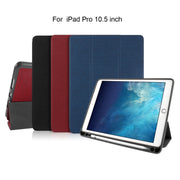 Mutural Exquisite Series Cloth Texture PU+TPU Leather Case for iPad Pro 10.5 inch, with 3-Fold Holder & Pen Slot & Sleep & Wake-up Function(Blue)