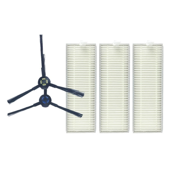 XI285 1 Pair I258 Side Brushes + 3 PCS I206 Filters for ILIFE X800 / A7 / A9 / X787 / X785