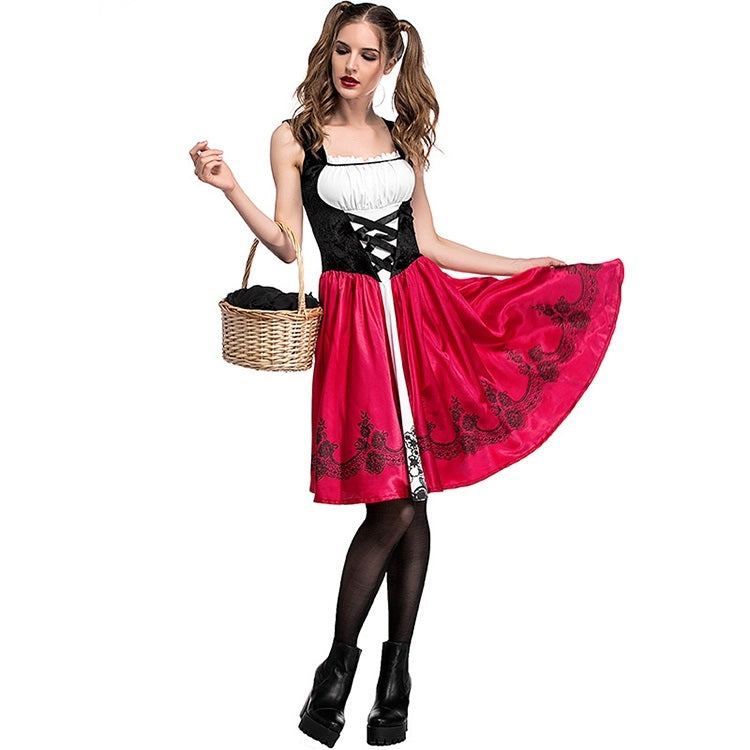 Little Red Riding Hood Costume For Adults Cosplay (Color:Red Size:XL)