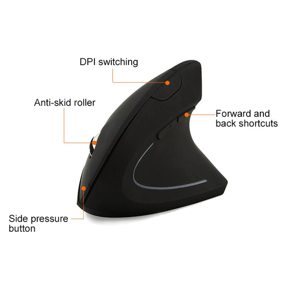 Battery Version Wireless Mouse Vertical 2.4GHz Optical Mouse (White)