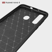 Brushed Texture Carbon Fiber Shockproof TPU Case for Huawei Nova 4 (Red)
