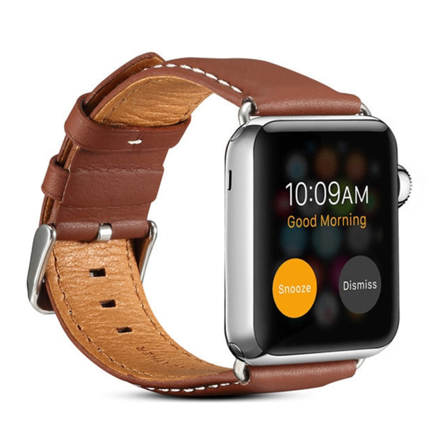 Denior Environmental Luxury Car Watch Leather Watch Band for Apple Watch Series 7 41mm / 6 & SE & 5 & 4 40mm / 3 & 2 & 1 38mm(Brown)