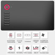 VEIKK A15 10x6 inch 5080 LPI Smart Touch Electronic Graphic Tablet, with Type-C Interface(Blue)