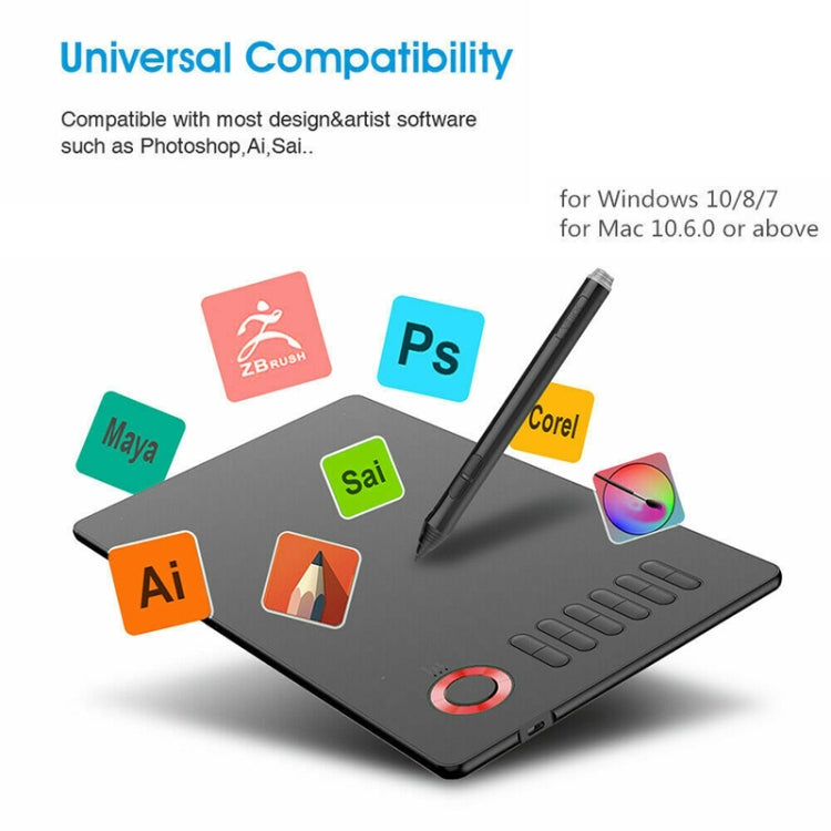VEIKK A15 10x6 inch 5080 LPI Smart Touch Electronic Graphic Tablet, with Type-C Interface(Red)