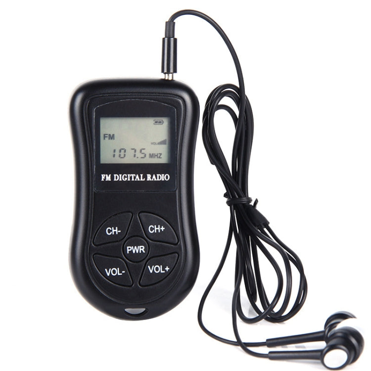 HRD-107 DSP Digital Display Portable Stereo FM Radio with Headset(Black)