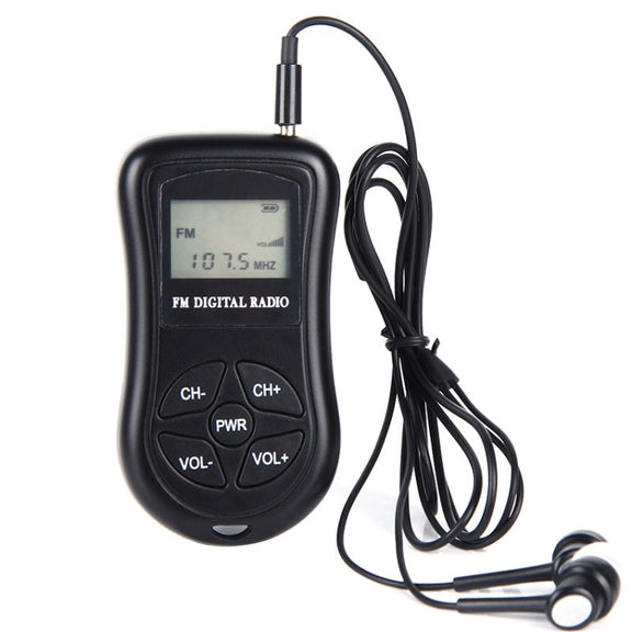HRD-107 DSP Digital Display Portable Stereo FM Radio with Headset(Black)