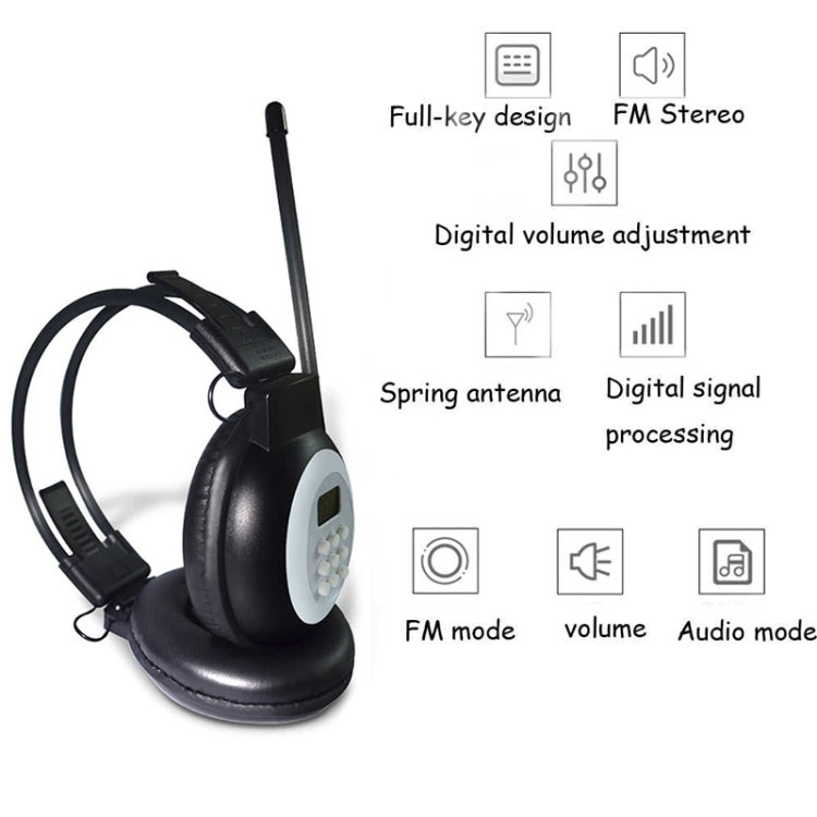 HRD-308S Portable FM Campus Radio Receiver Headset(Black)