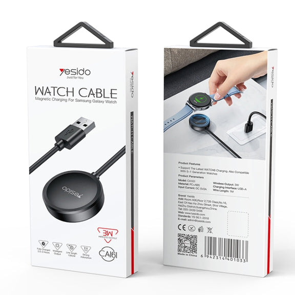 For Samsung Watch Yesido CA161 USB Magnetic Charger, Cable Length: 1m (Black)
