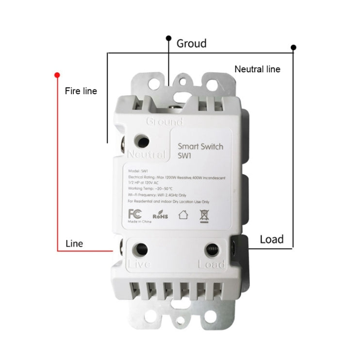 120 Type WiFi Smart Wall Touch Switch, US Plug(White)
