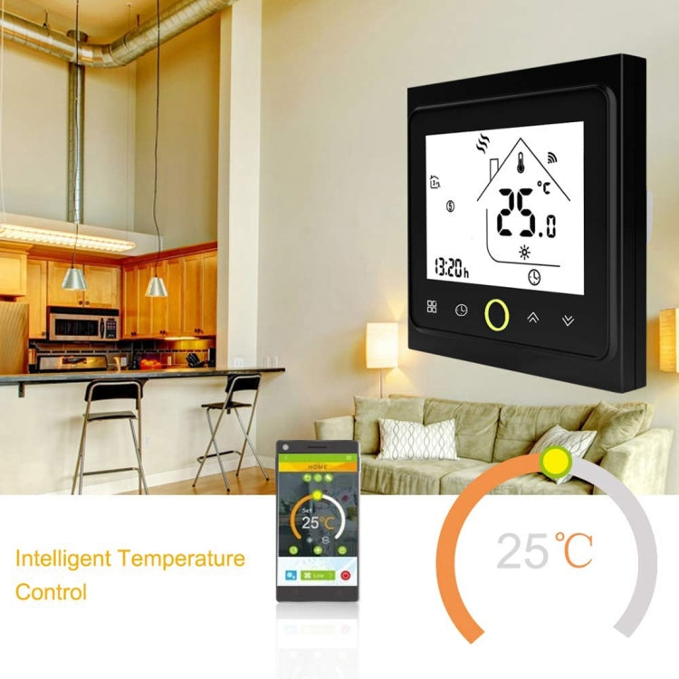 BHT-002GBLW 16A Load Electronic Heating Type LCD Digital Heating Room Thermostat with Sensor & Time Display, WiFi Control(Black)