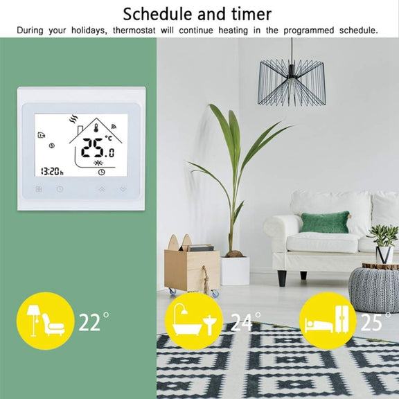 BHT-002GBLW 16A Load Electronic Heating Type LCD Digital Heating Room Thermostat with Sensor & Time Display, WiFi Control(Black)