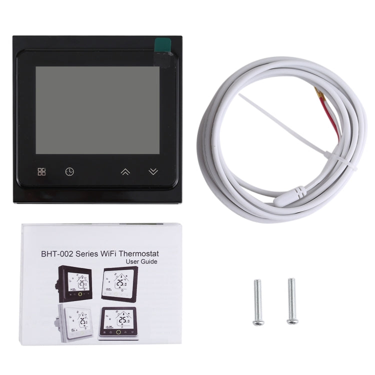BHT-002GBLW 16A Load Electronic Heating Type LCD Digital Heating Room Thermostat with Sensor & Time Display, WiFi Control(Black)