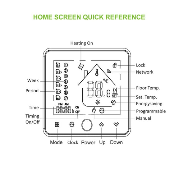 BHT-002GBLW 16A Load Electronic Heating Type LCD Digital Heating Room Thermostat with Sensor & Time Display, WiFi Control(White)