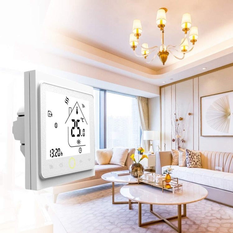 BHT-002GALW 3A Load Water Heating Type LCD Digital Heating Room Thermostat with Time Display, WiFi Control(White)