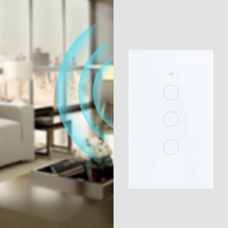 TC120 Wifi Smart Light Switch Glass Screen Touch Panel Voice Control Wireless Wall Switch Work with Alexa Echo / Google Home (White)