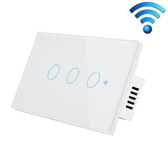 TC120 Wifi Smart Light Switch Glass Screen Touch Panel Voice Control Wireless Wall Switch Work with Alexa Echo / Google Home (White)