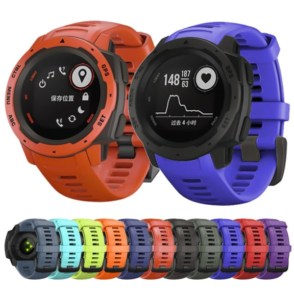 Silicone Watch Band for Garmin Instinct 22mm, Host not Included(Black)
