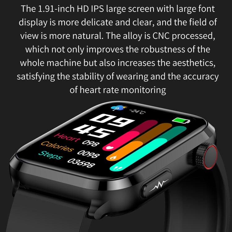 ET210 1.91 inch IPS Screen IP67 Water-resistant Silicone Band Smart Watch, Support Body Temperature Monitoring / ECG (Red)