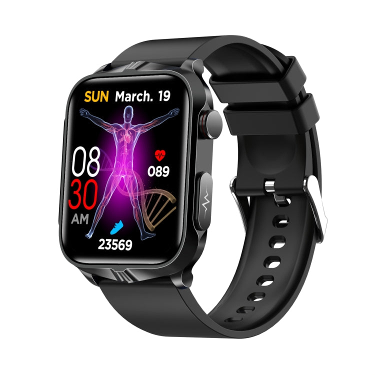 TK11P 1.83 inch IPS Screen IP68 Water-resistant Silicone Band Smart Watch, Support Stress Monitoring / ECG (Black)